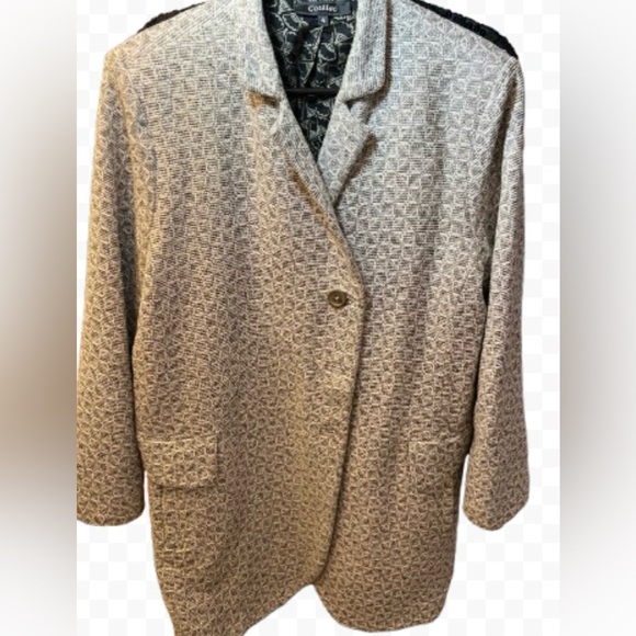 Cotelac Women Boyfriend Gray  Check Cotton Lined Blazer/Jacket Size 4 FR / US 14 - Picture 3 of 16